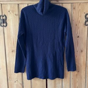 Navy Blue Cable Knit Women's Sweater